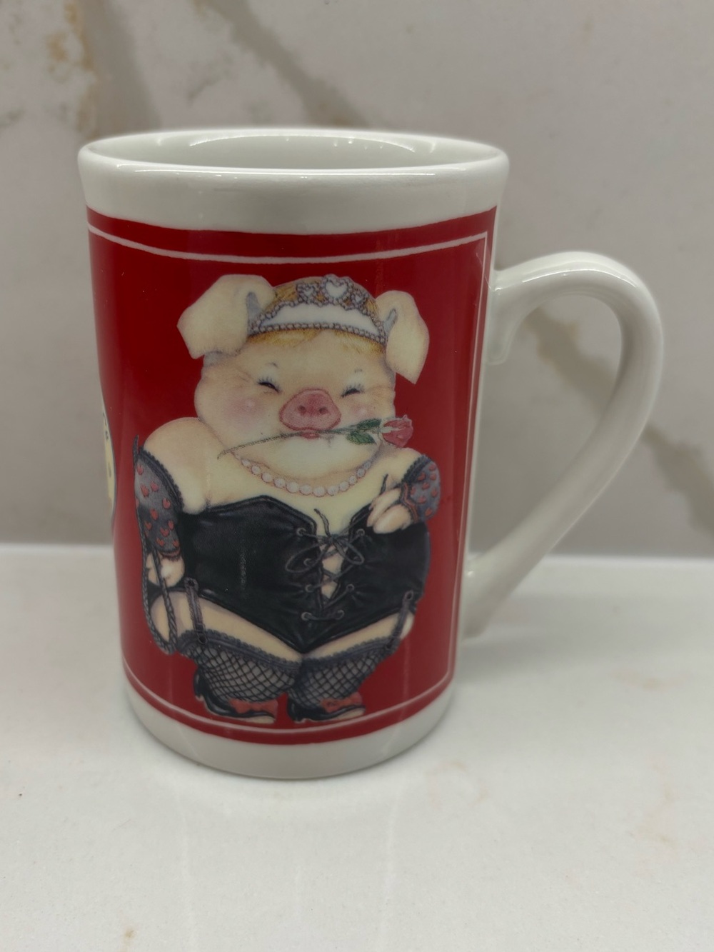 Vintage Country Companions Higgledy Pig Peter Cross Mug Naughty Corset Stockings